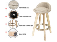 Thumbnail for Bar Stools Chair 360 Degree Swivel Beige