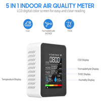 Thumbnail for CO2 Detector Monitor Ppm Quality Indoor Air 5 in 1 Tester