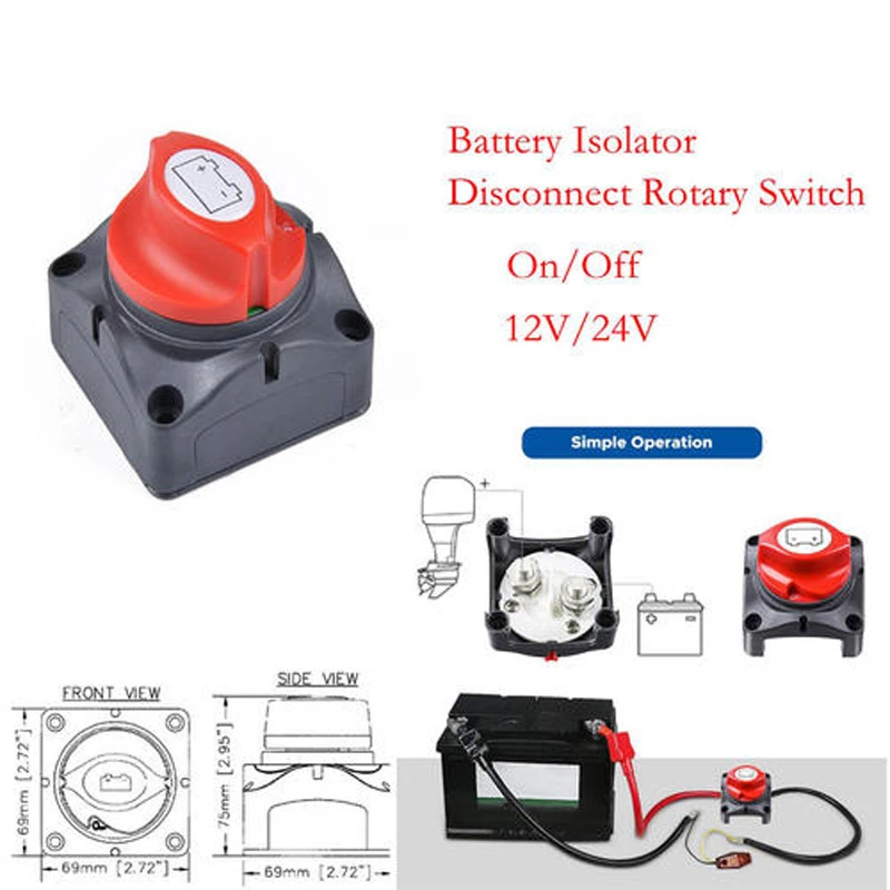 Rotary Dual Bank Battery Isolator Switch 12v/24v 200A