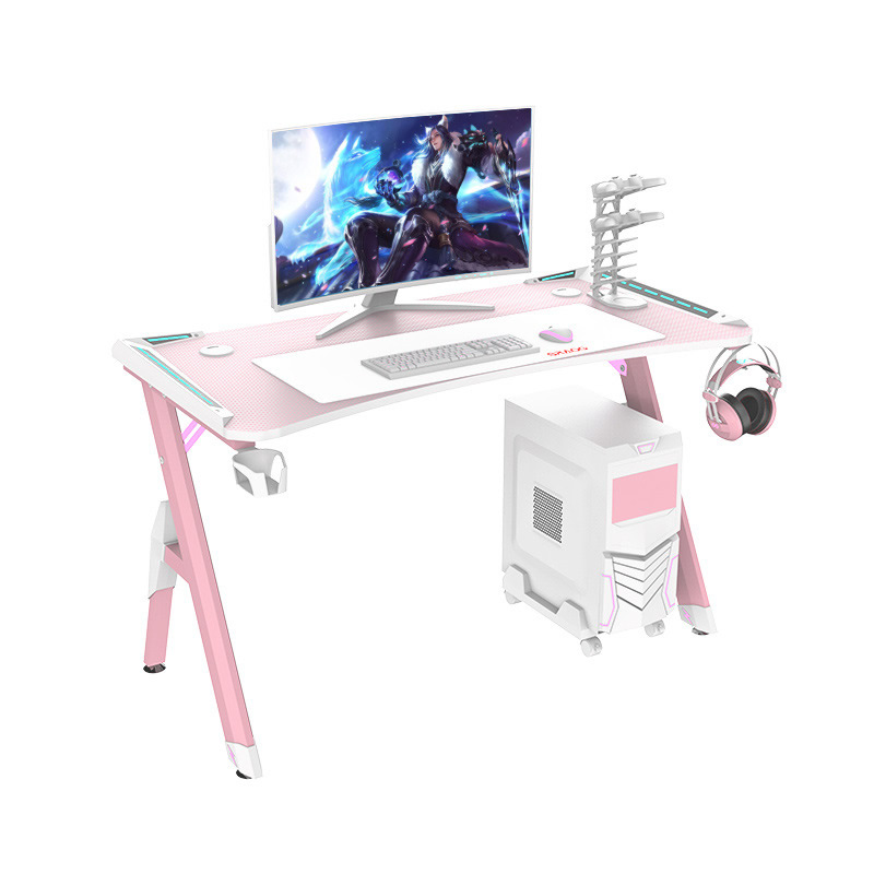 Gaming Desk Office Desk Table 140CM PINK RGB