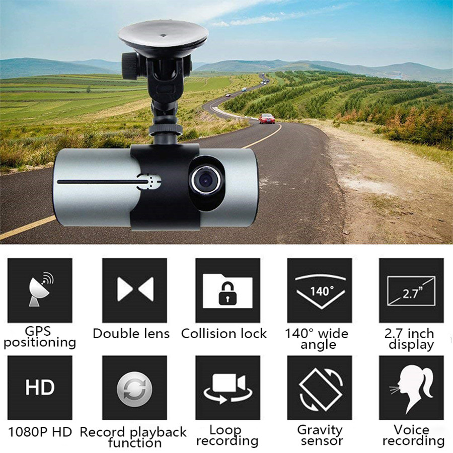 Dual Car Dash Camera with GPS - Front and Rear