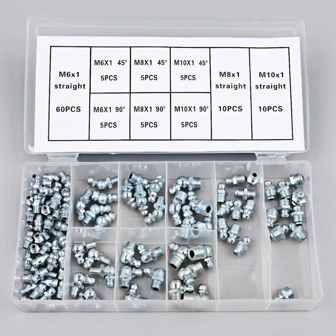 220pcs Hydraulic Grease Nipple Mechanical Lubricant Fitting Kit