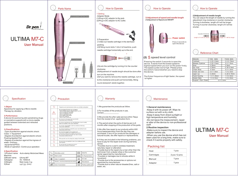 Derma Pen M7 Ultima microneedling Skin Repair Tool Kit