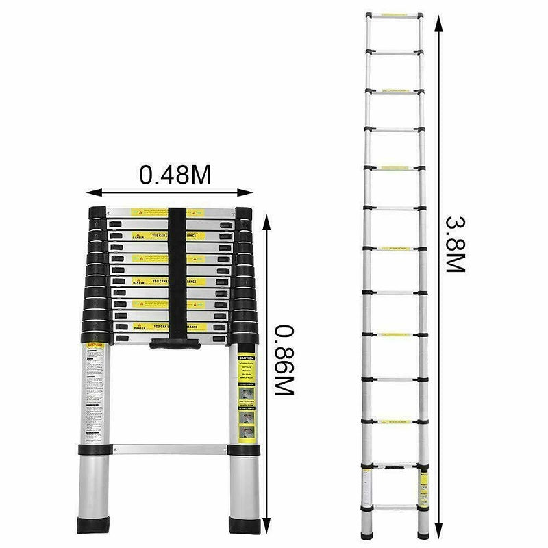 Telescopic Ladder 3.8m Aluminium Extension Ladder