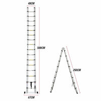 Thumbnail for Telescopic Ladder 5m Multi-Purpose Aluminium Telescoping