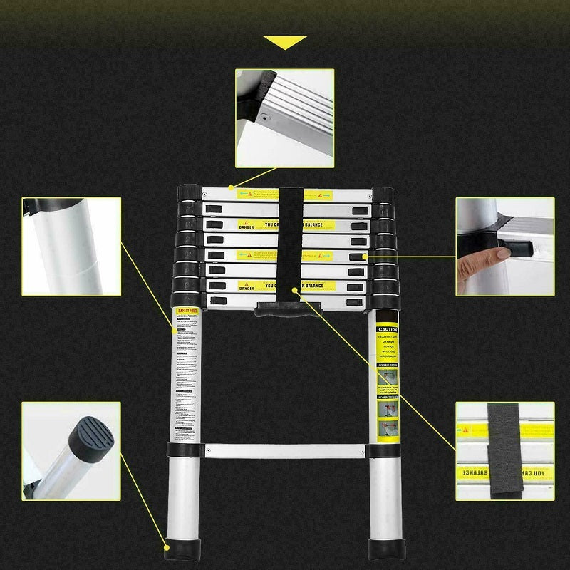 Telescopic Ladder 3.8m Aluminium Extension Ladder