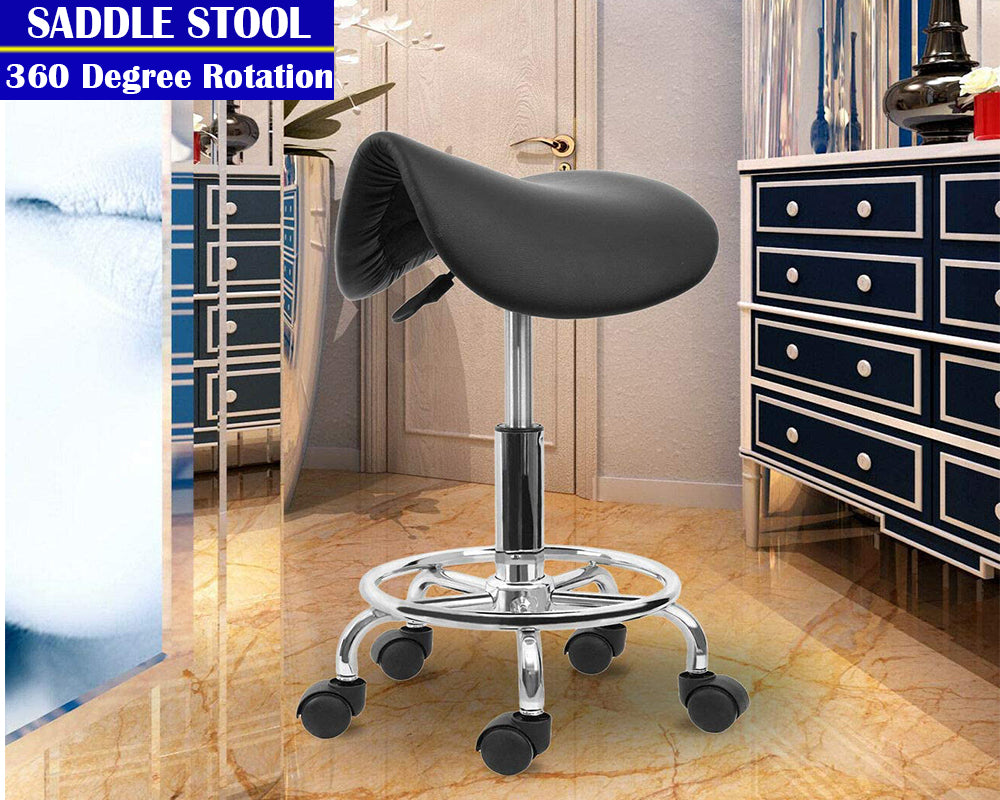 Rolling Saddle Stool PU Leather